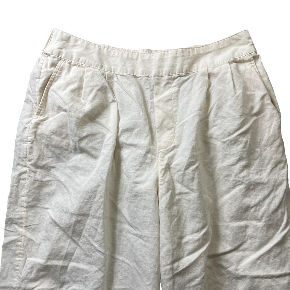 Pact Large Elastic Waist Pull On Beige Cotton Pants Wide Leg‎ Cropped - Picture 5 of 6